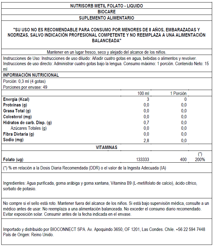 Nutrisorb Metilfolato - 15 ML